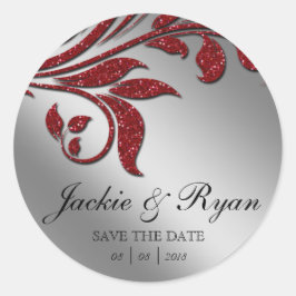 Leaf Rett Date Wedding Stickers Red Sparkle Xmas