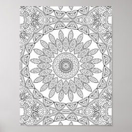 Leaf Ring Mosaic Coloring Page Pattern Design Poster
