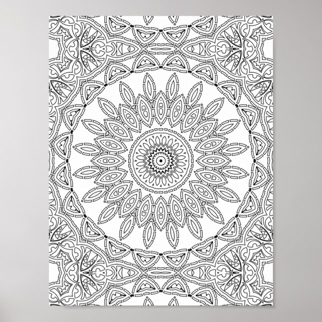 Leaf Ring Mosaic Coloring Page Pattern Design Poster (Vorne)
