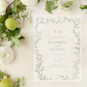 Leaf Sage Green Monogram Post Wedding Brunch Acryleinladungen