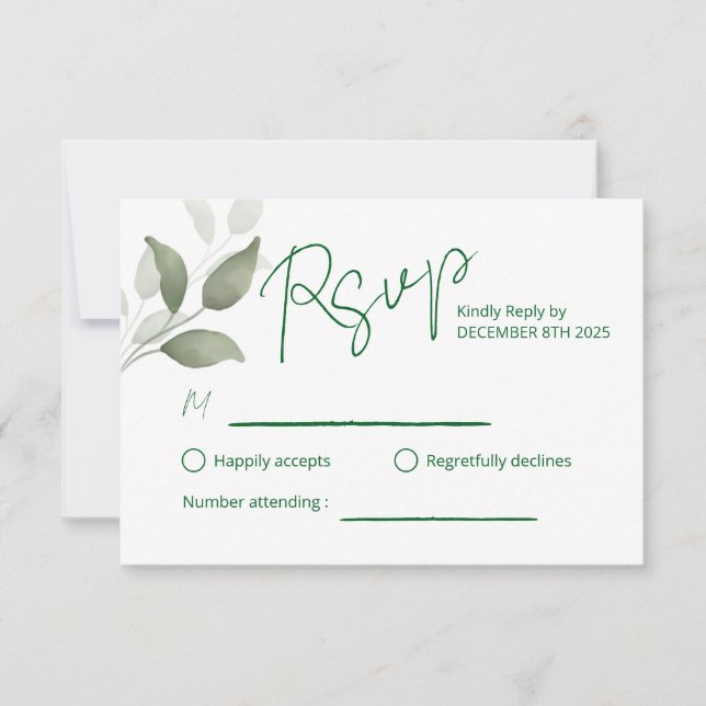 Leaf simple RSVP karte (Vorderseite)
