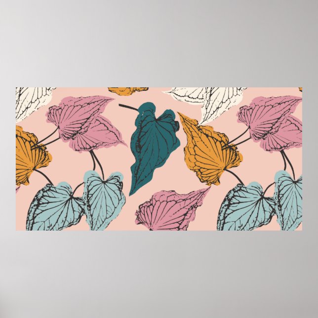 Leaf Skelett nahtlos Muster, Hintergrund mit cal Poster (Vorne)