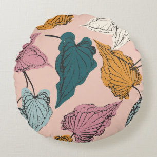 Leaf Skelett nahtlos Muster, Hintergrund mit cal Rundes Kissen