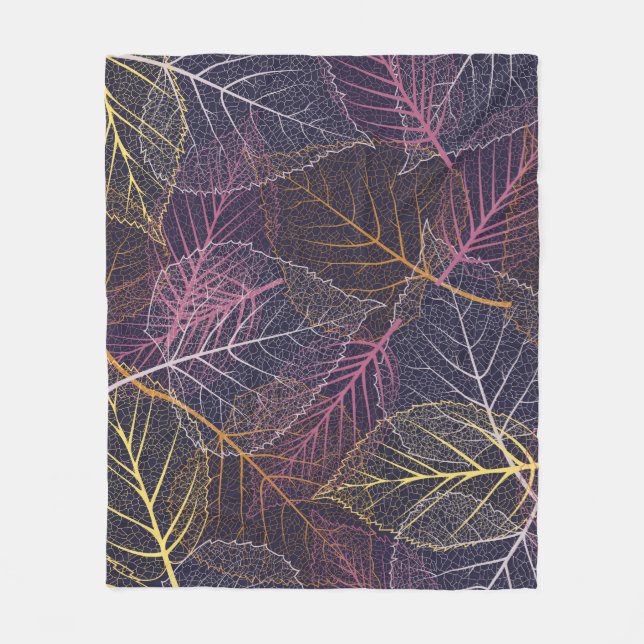 Leaf Skelett nahtlos Muster, Hintergrund mit Spalt Fleecedecke (Vorderseite)