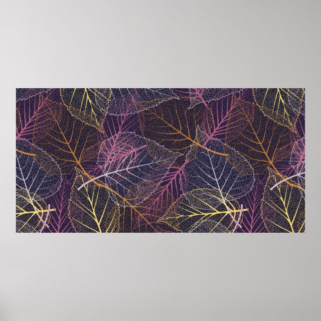 Leaf Skelett nahtlos Muster, Hintergrund mit Spalt Poster (Vorne)