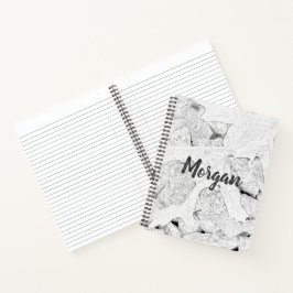 Leaf Sketch Schwarz-Weiß Notizbuch