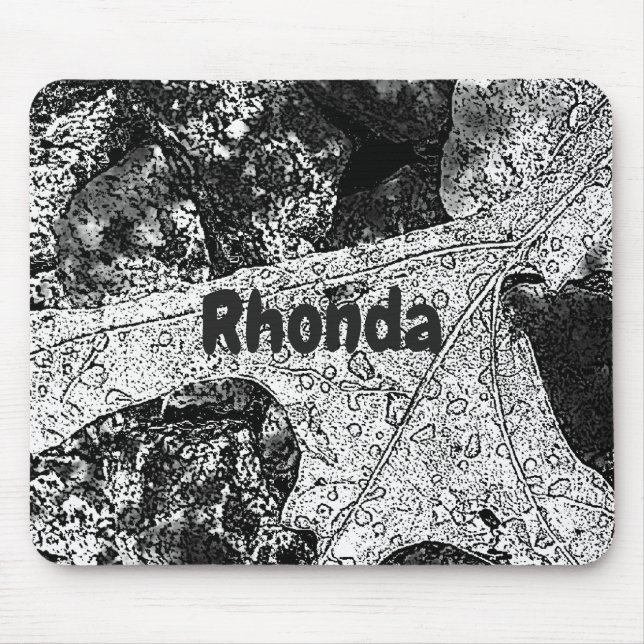 Leaf-Skizze in Schwarz und Weiß Mousepad (Vorne)