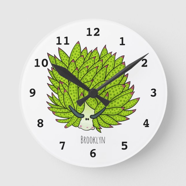 Leaf slug cartoon illustration runde wanduhr (Vorderseite)