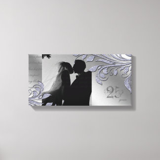Leaf Sparkle Print Anniversary Silver Blätter Leinwanddruck