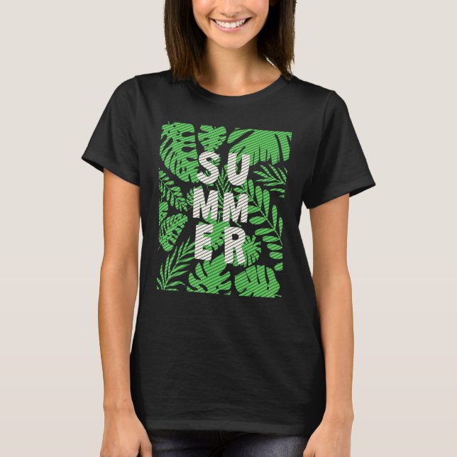 Leaf Summer Green im Retro-Stil T-Shirt (Vorderseite)