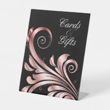 Leaf Swirl Wedding Rose Gold Black Pink