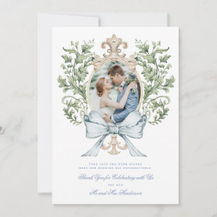 Leaf-Wappen mit/Bow Danke-Karte Save The Date