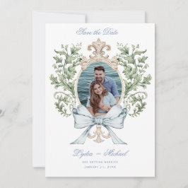 Leaf Wappen mit Bow Save The Date