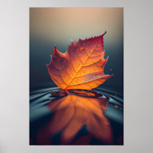 Leaf Wasserruhe Ruhige Natur Friedliche Jahreszeit Poster