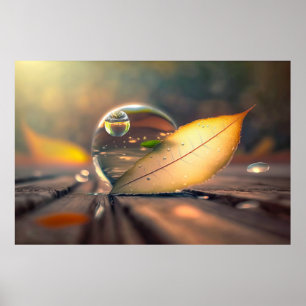 Leaf Wasserruhe Ruhige Natur Friedliche Jahreszeit Poster