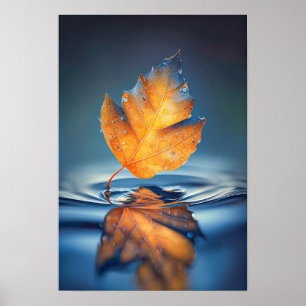Leaf Wasserruhe Ruhige Natur Friedliche Jahreszeit Poster