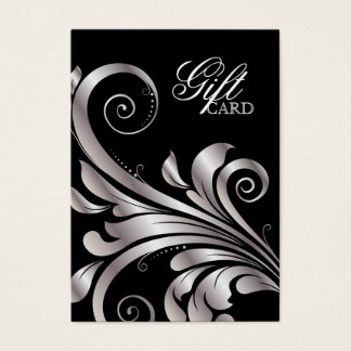 Leaf-Wirbel Elegante Geschenkkarte Silberschwarz