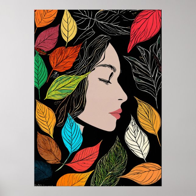 "Leaf Woman: ruhige Essenz" Poster (Vorne)