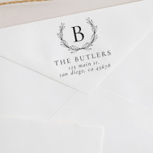 Leaf Wreath Initial Rücksendeadresse Briefmarke