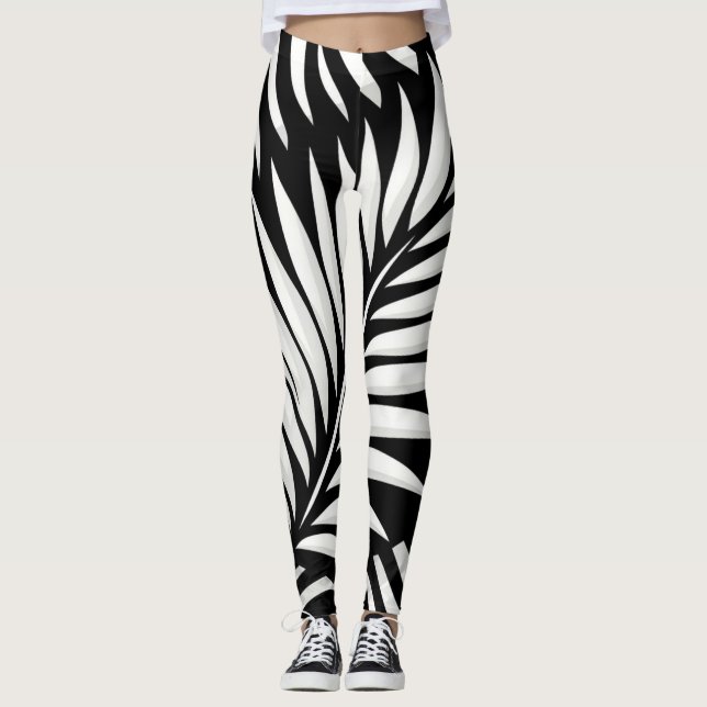 Leaf Zebra Stripes Stil Leggings (Vorderseite)