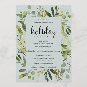LEAFEN FRAME GREEN GRAY CORPORATE HOLIDAY PARTY EINLADUNG