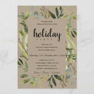 LEAFEN FRAME GREEN GRAY CORPORATE HOLIDAY PARTY EINLADUNG