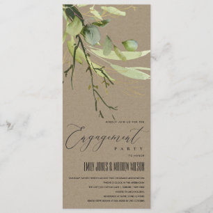 LEAFEN GREEN KRAFT FOLIAGE WATERCOLOR VERLOBUNG EINLADUNG