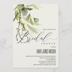 LEAFENBUNCH GREEN FOLIAGE WATERCOLOR BRAUTPARTY EINLADUNG