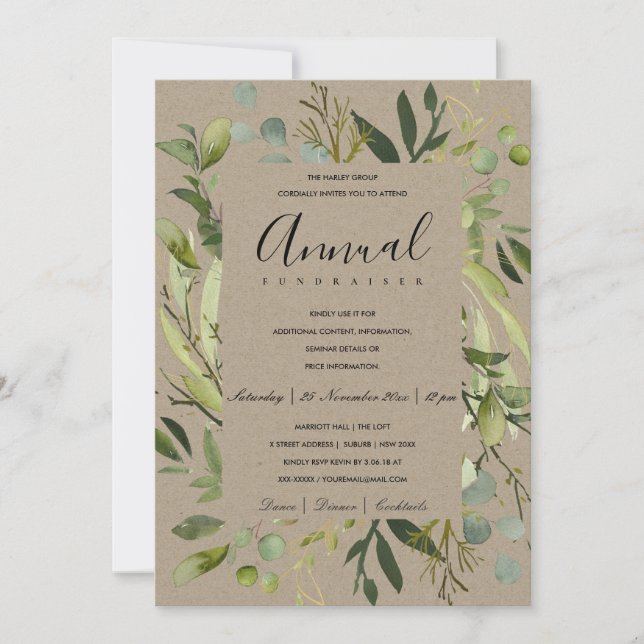 LEAFENRAHMEN GRÜNES KRAFT CORPORATE PARTY EVENT EINLADUNG (Vorderseite)