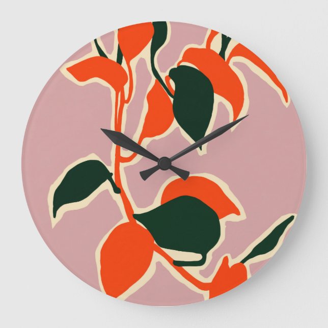 Leafy Abstraction Große Wanduhr (Vorderseite)