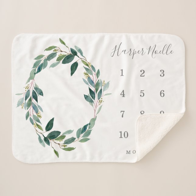 Leafy Baby Milestone Sherpadecke (Vorderseite (Horizontal))