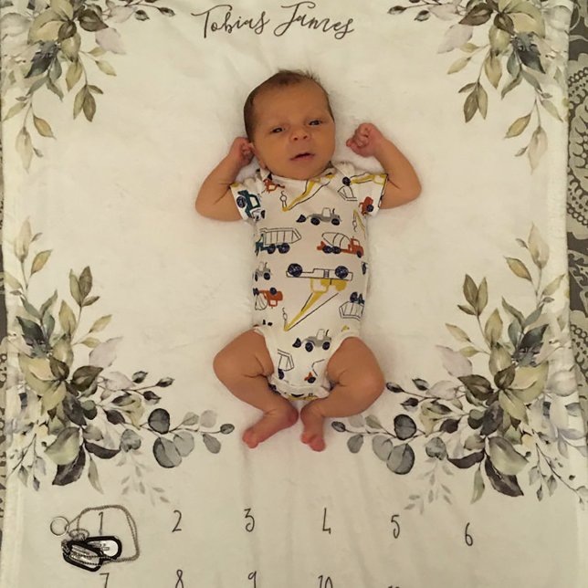 Leafy Botanical Corners Monthly Baby Milestone Fleecedecke (Thank you Erin for sharing your photo! Little Tobias is so cute!)