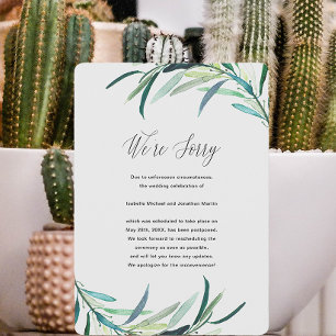 Leafy Botanical Wedding Postponement Announcement Ankündigung