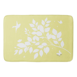 Leafy branch Swallow Butterflies in silhouette Badematte