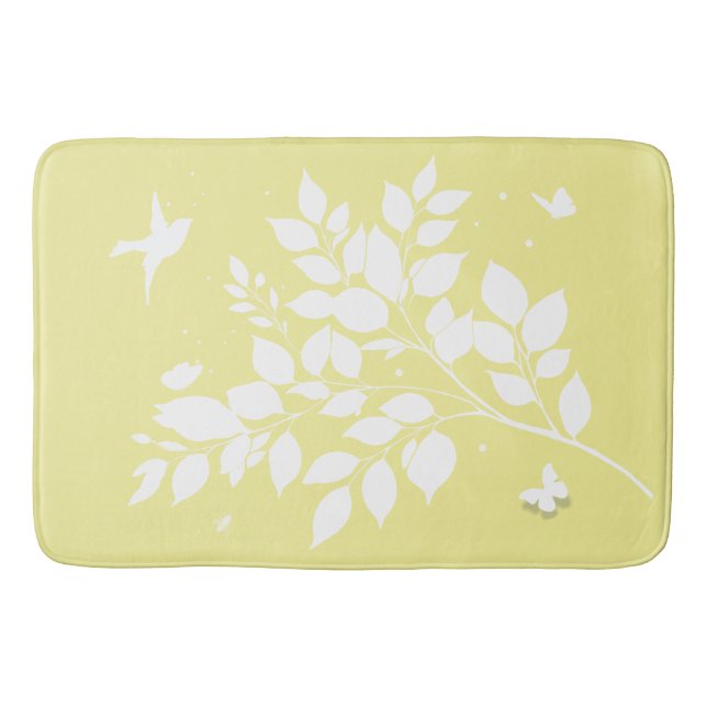 Leafy branch Swallow Butterflies in silhouette  Badematte (Vorderseite)