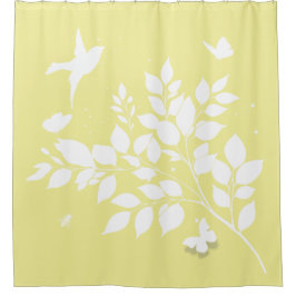 Leafy branch Swallow Butterflies in silhouette  Duschvorhang