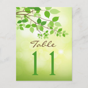 Leafy Branches Wedding Tischnummer Postcard