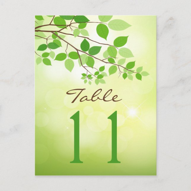 Leafy Branches Wedding Tischnummer Postcard (Vorderseite)