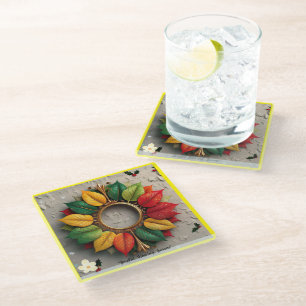 "Leafy Christmas Celebrations" Glasuntersetzer