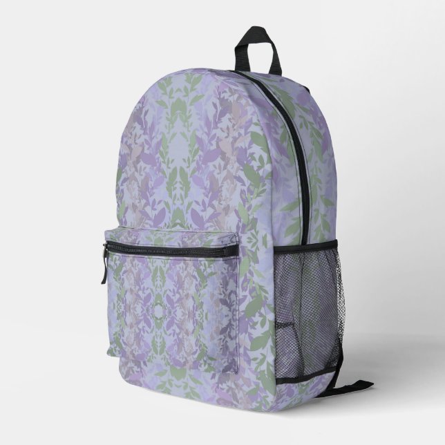 Leafy Creeping Vine Drawing Pattern With Pastels Bedruckter Rucksack (Rückseitige Ecke Rechts)