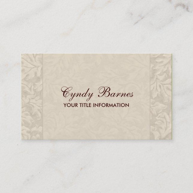 Leafy Damask Business Card Visitenkarte (Vorderseite)