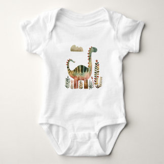 Leafy Dino Scene - Niedliches Dinosaurier-Shirt fü Baby Strampler