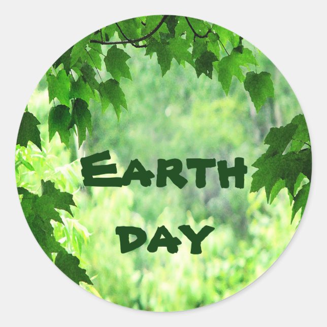 Leafy Earth Day Runder Aufkleber (Vorderseite)