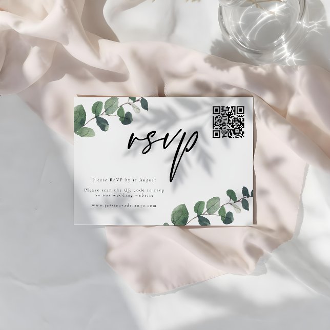 Leafy Green Elegance Wedding RSVP Response Card (Von Creator hochgeladen)