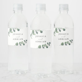 Leafy Green Elegance Wedding Wasserflaschenetikett