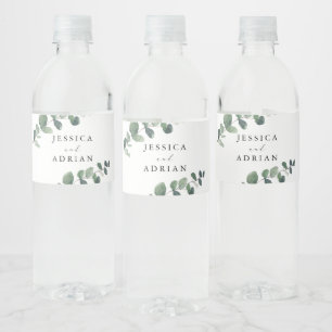 Leafy Green Elegance Wedding Wasserflaschenetikett