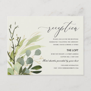 LEAFY GREEN FOLIAGE WATERCOLOR WEDING RECEPTION BEGLEITKARTE
