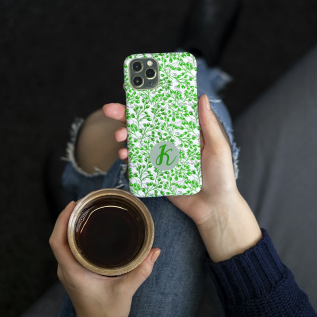 Leafy Green Pattern Moderne Elegante Mit Monogramm Case-Mate iPhone Hülle (Von Creator hochgeladen)