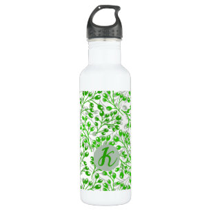 Leafy Green Pattern Moderne Elegante Mit Monogramm Edelstahlflasche