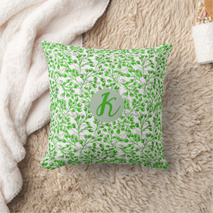 Leafy Green Pattern Moderne Elegante Mit Monogramm Kissen